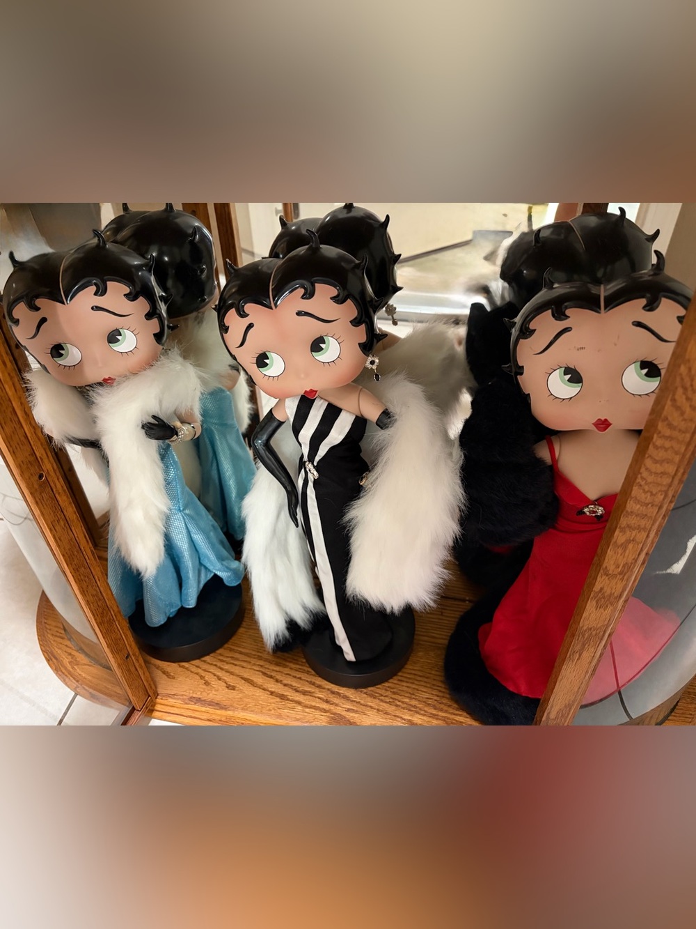 Betty Boop Black & White Striped Evening Doll with White Fur Stole